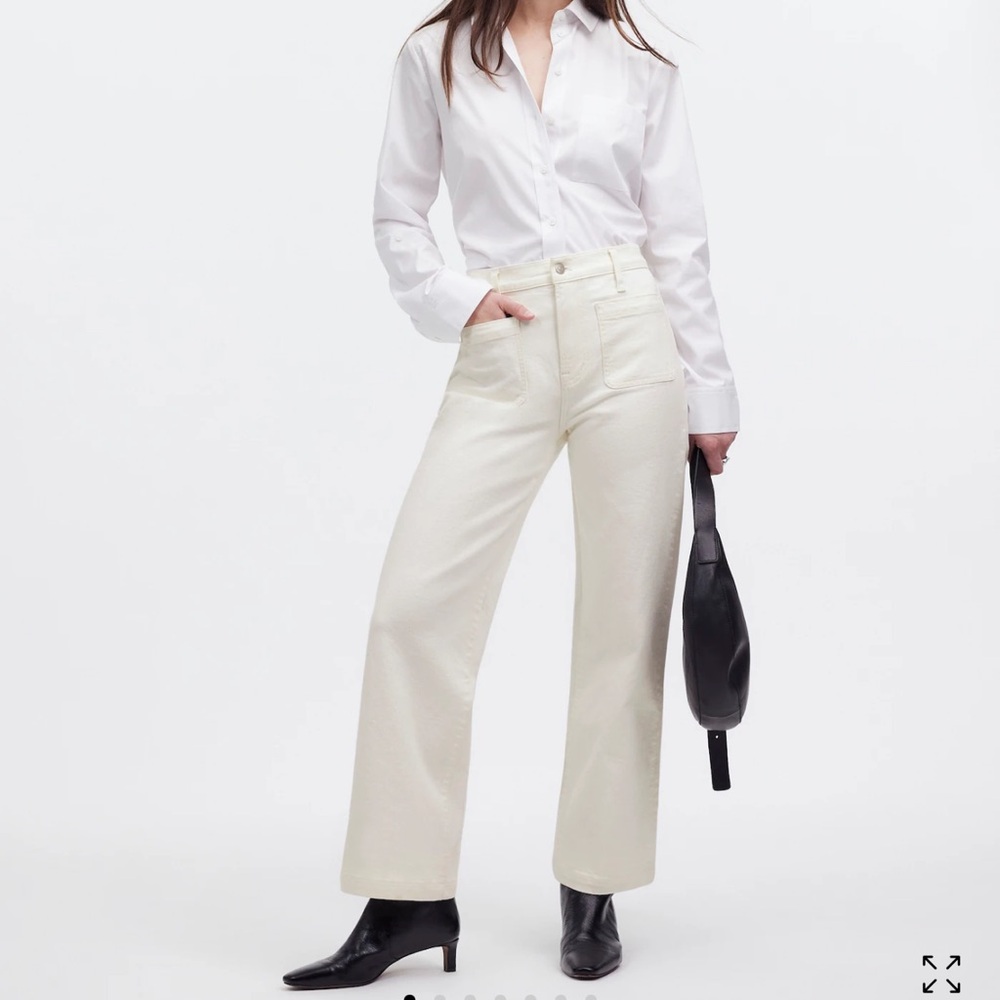 Madewell Cream-white Wide Leg Jeans